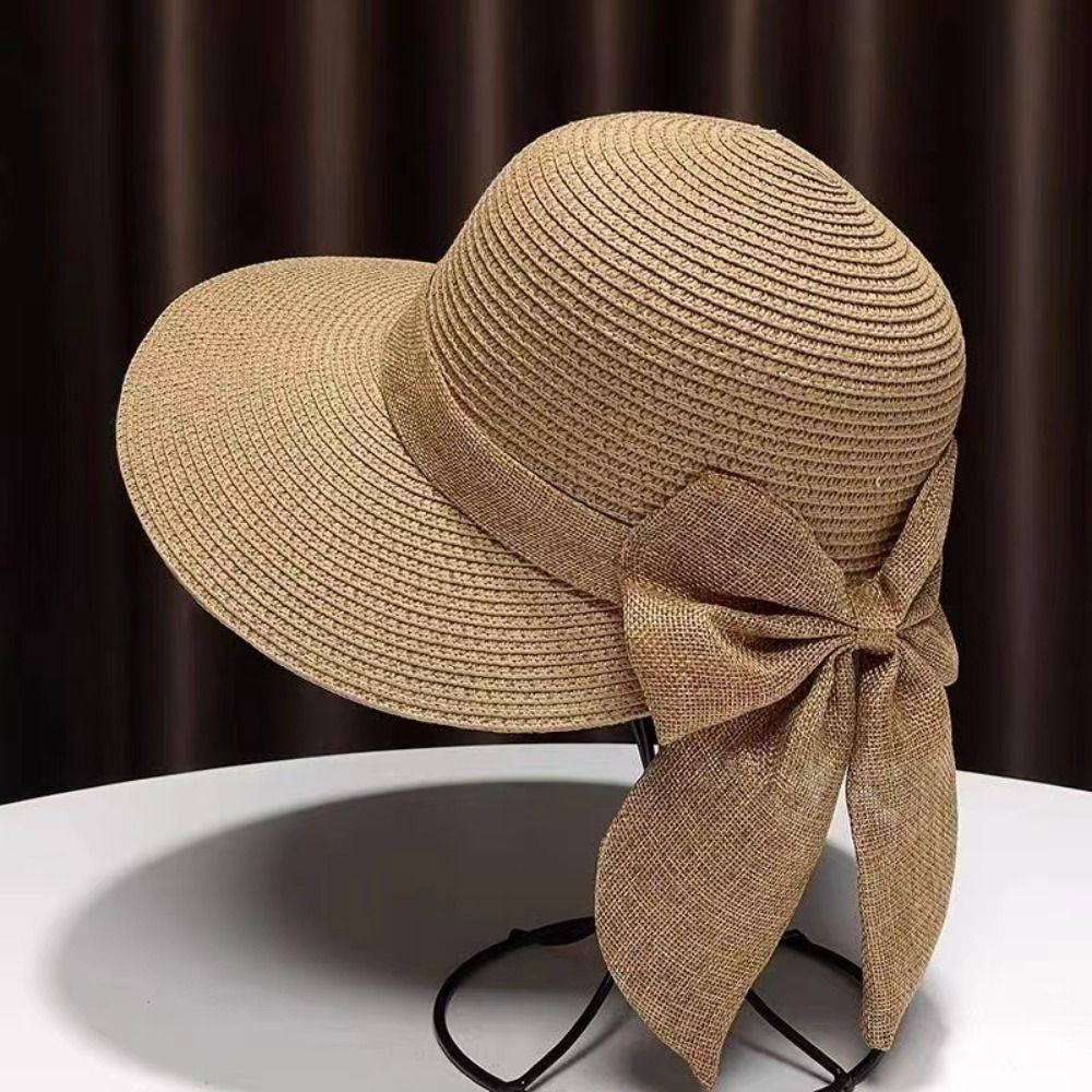 Bucket Hat Straw - Cappello da sole Bowknot berretto da